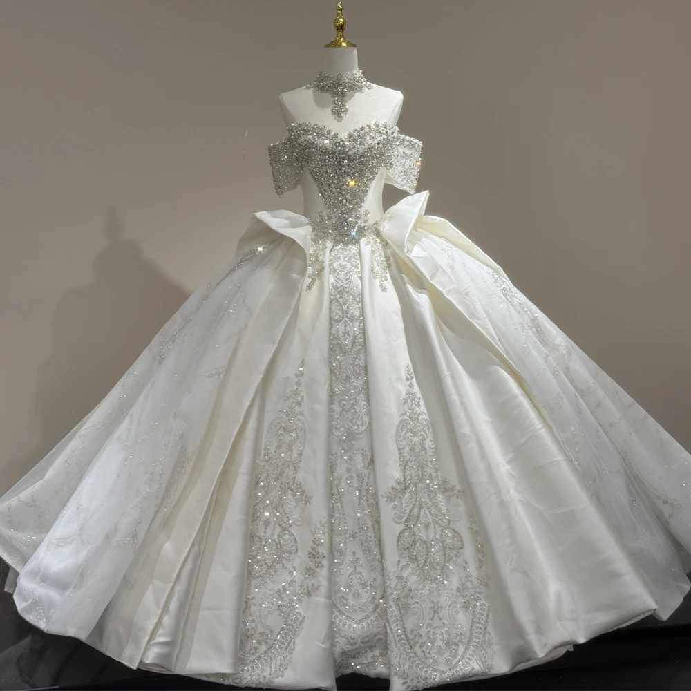 Vestido de Novia Tane Whota, Elegante Vestido de Novia para Mujer, Satén con Cristales, Hermoso Atuendo Nupcial para Novias, Envío Rápido