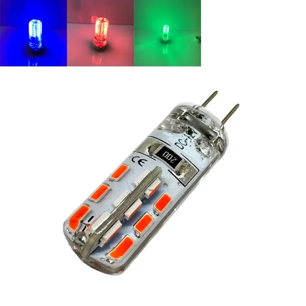 Mini ampoule de maïs G4 LED pour la décoration de lustre à la maison, lampe en silicone, bleu, vert, rouge, 3014SMD, 12V, 3 W, 5W, 24 gible, 48 gible