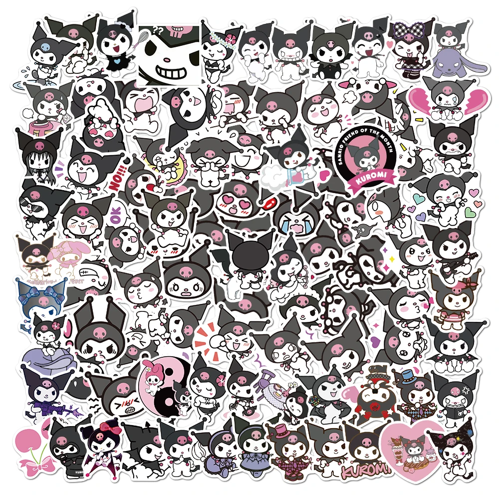 10/30/50/100PCS Kawaii Sanrio Kuromi Stickers Toy Funny Decals DIY Laptop Guitar Wall Stationary Cartoon Sticker Kids Toys Gift