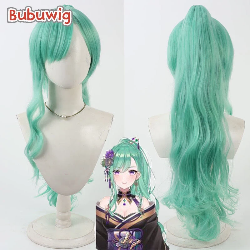 

Bubuwig Synthetic Hair Yakumo Beni Cosplay Wigs Virtual YouTuber Yakumo Beni 70cm Green Mixed Purple Ponytail Wig Heat Resistant