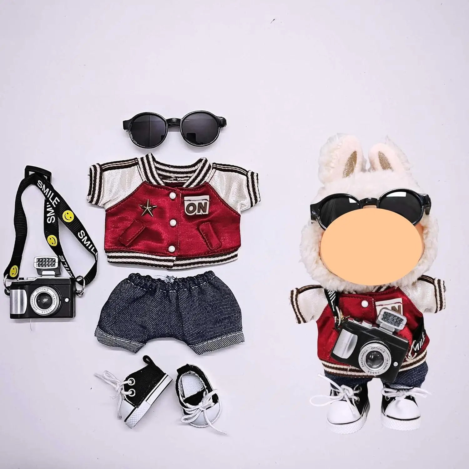 First and Second Generation for  Labubu Pendant Button Knitted Sweater Labu Hat Replacement Kit (Baseball Jersey + Pants)