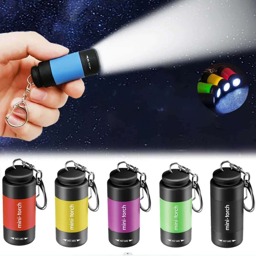 USB Rechargeable LED multifonctionnel forte lumière poche porte-clés lampe de poche étanche en plein air randonnée Camping Mini lampe de poche