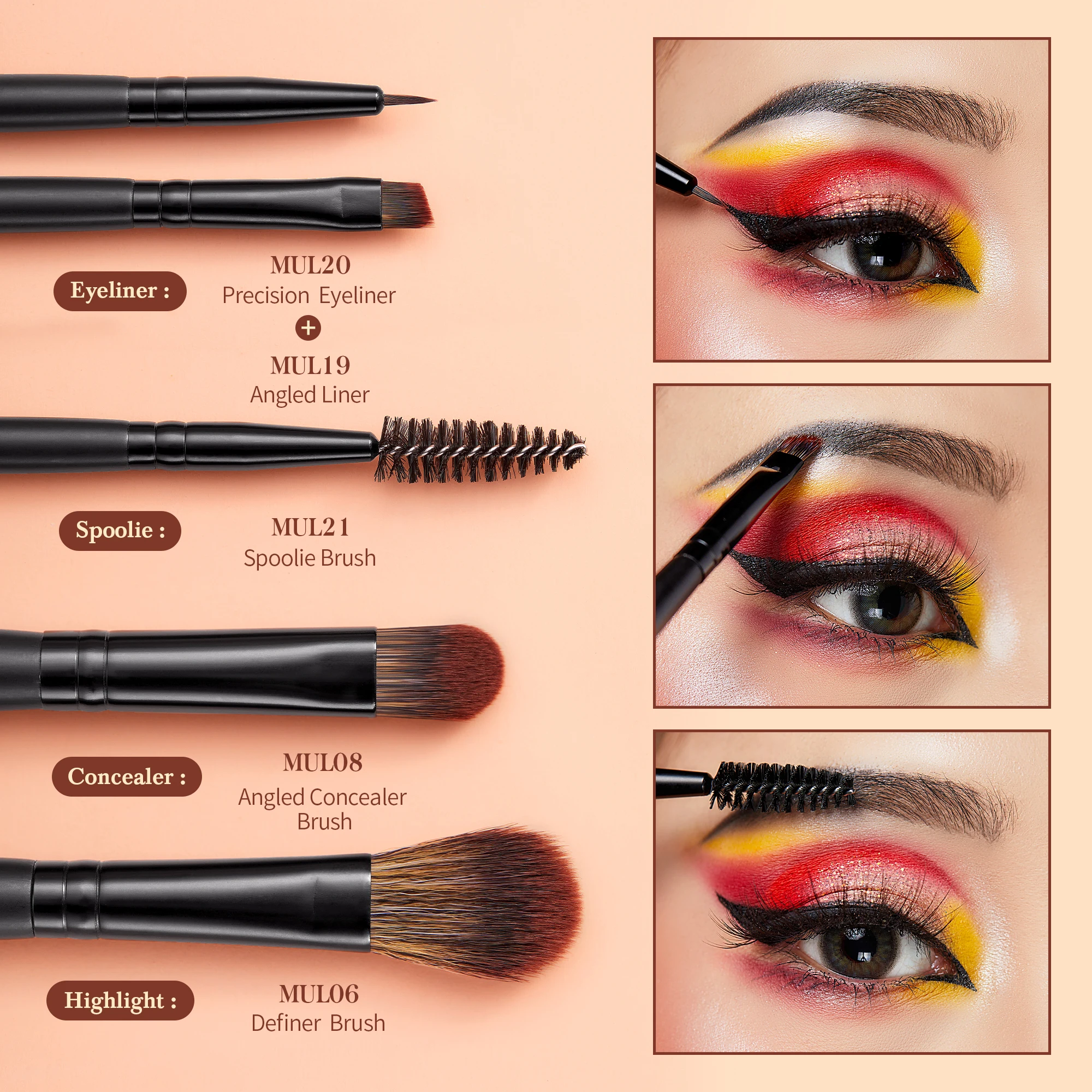 Jessup Eye Brushes set,13/ 16pcs Makeup Brushes, Synthetic Precision Eyebrow Brush Eyeshadow Blending Concealer Eyeliner T272