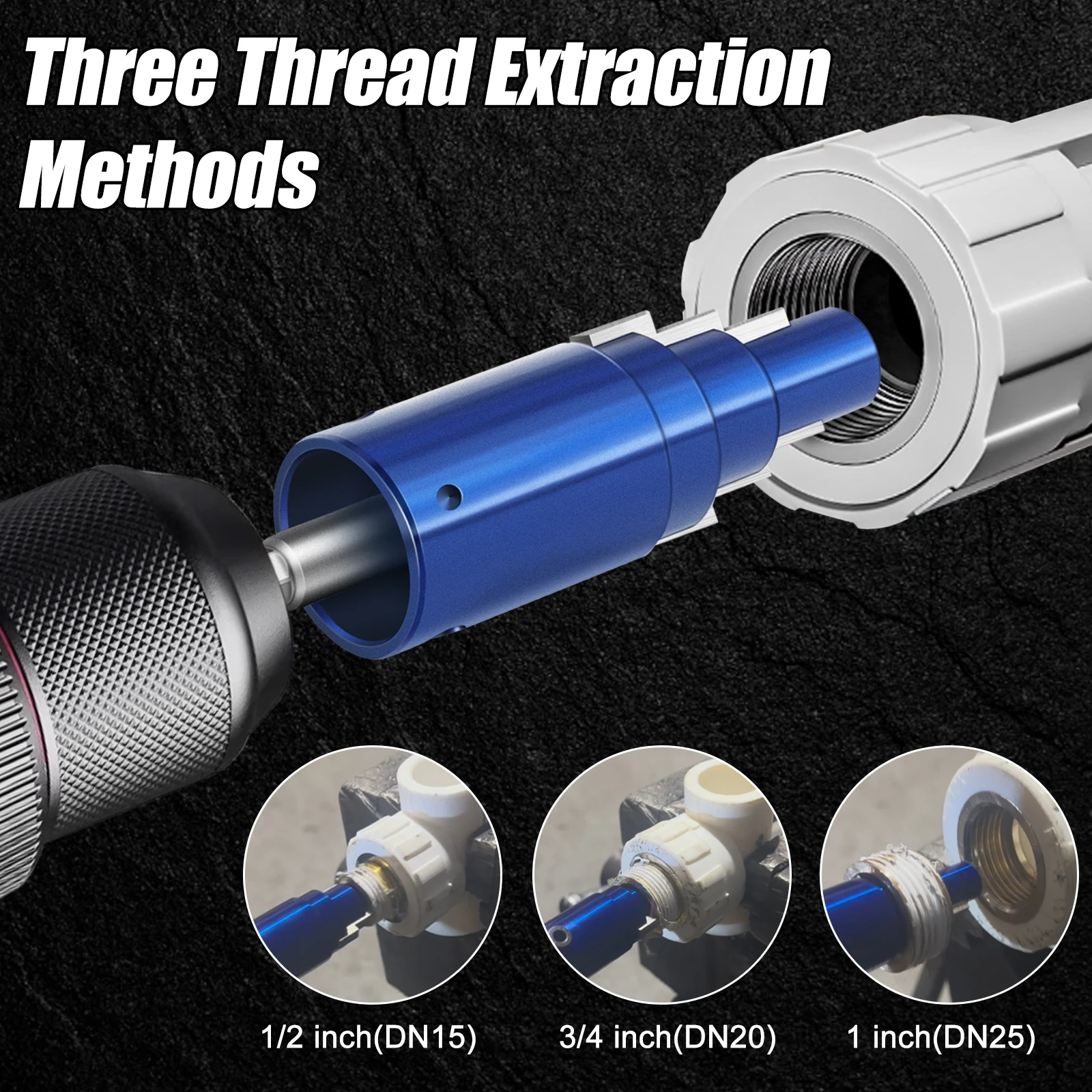 Broken Pipe Extractor Tool for 1/2 3/4 1 Inch DN15/20/25 Angle Valves Removes Rusted Damaged Faucet Bolts Drill or Manual Use