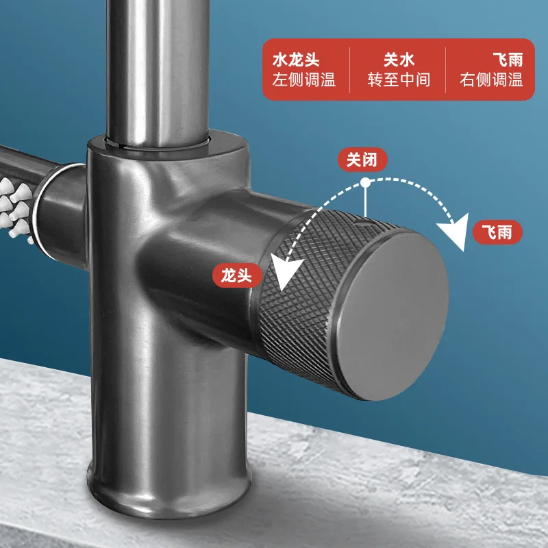 Imagem -03 - Tianview-faucet Pull-out para Cozinha Doméstico Multifuncional Giratório Quente e Frio Pressurizado à Prova de Respingos