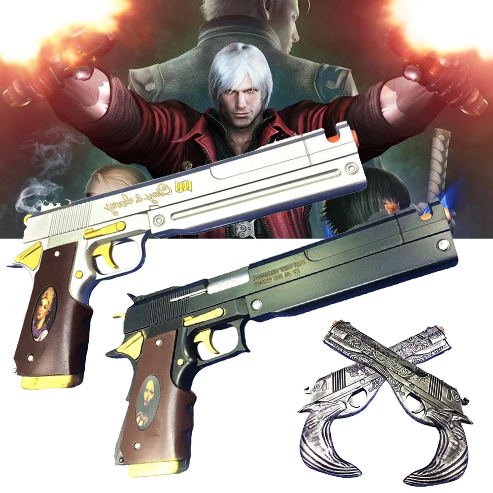 Pistolet PU Dante en Ébène et Ivoire, Réplique d'Arme pour Cosplay, Pistolet DMC Taille Réelle, Jouet Fantasia, Cadeaux d'Halloween et de Noël pour Adultes