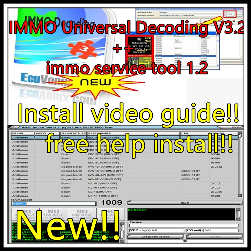 Newest IMMO Universal Decoding V3.2+ IMMO SERVICE TOOL V1.2  Code and Immo Off Works without Registration free keygen