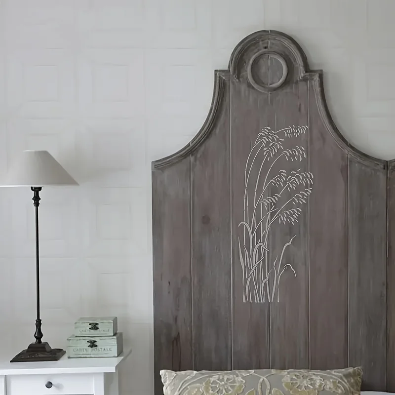 Conjunto de estêncil grande de flor selvagem de 3 peças 7,9 × 15,8 polegadas - modelo de spray de planta floral e rústica de primavera reutilizável para parede, piso, cerca