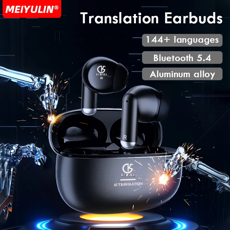 Bluetooth Earphones With Mic Real-Time AI Translation Earbuds Touch Control Wireless Headphones For Travel Samsung Apple Xiaomi