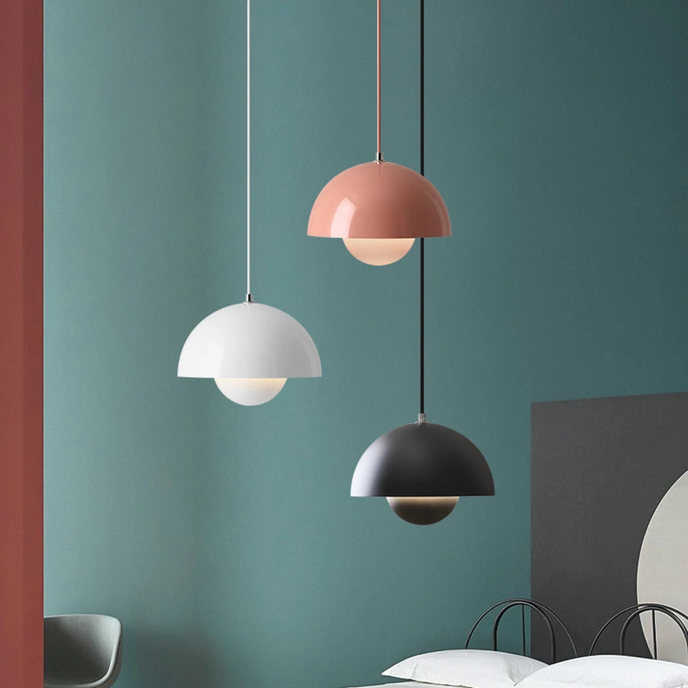 Nordic Semicircular Pendant Light Modern Color Restaurant Hanging Ceiling Lamp Denmark Indoor Living Room Bar Led lampara techo