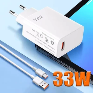 33W USB高速充電器QC 3.0 for Xiaomi 14/13/12/11/10 Ultra Redmi Note 12T/13 Pro/K60/K50 Poco F5 EU/USプラグパワーアダプター 12ベストセールスRedmi Note 10 Pro充電器-12
