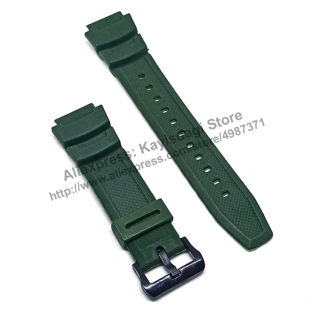 18mm Black , Blue , Green Rubber Watch Band / Strap Compatible for Casio W-218 , W-S200H , W-S210H , W-215 ,