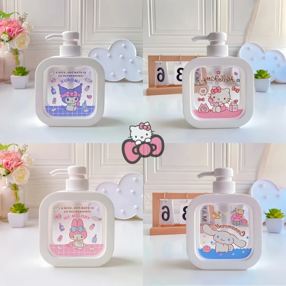 

300ml Sanrio Hello Kitty Travel Bottling Anime Portable Kuromi Melody Cinnamoroll Body Wash Handwashing Fluid Shampoo Bottle