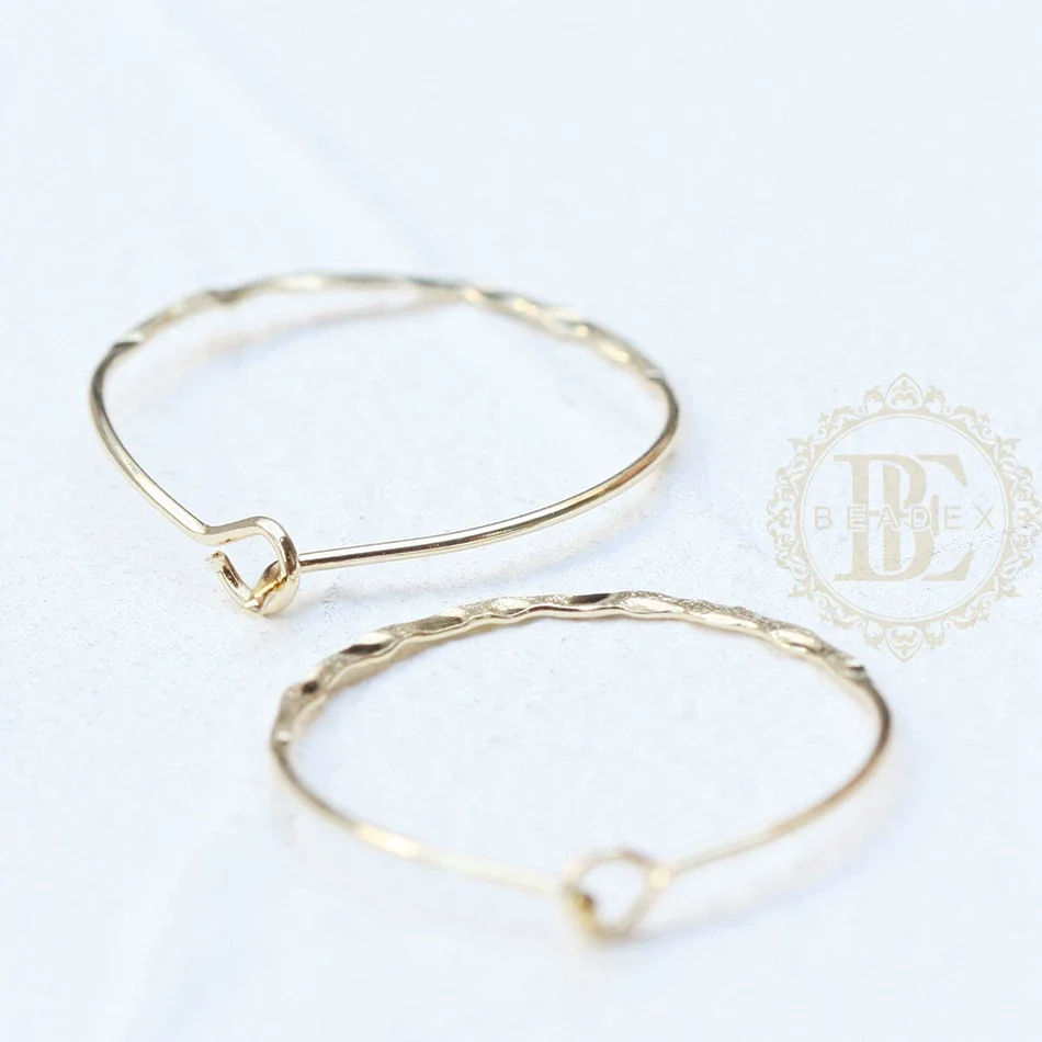 DIY Supply-Premium Plated Solid Brass Hammered Cut Earring Finding - Earring Hook - Earring Hoop (4534C)
