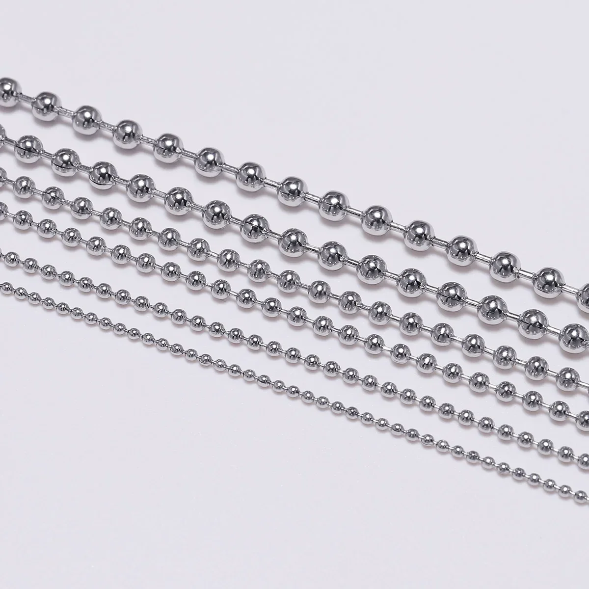 5 m/partia ze stali nierdzewnej metalowa kula łańcuszki z koralików dla DIY naszyjniki komponenty do wyrobu biżuterii akcesoria Dia 1.2 1.5 2.0 2.4 3.0mm — zdjęcie 2