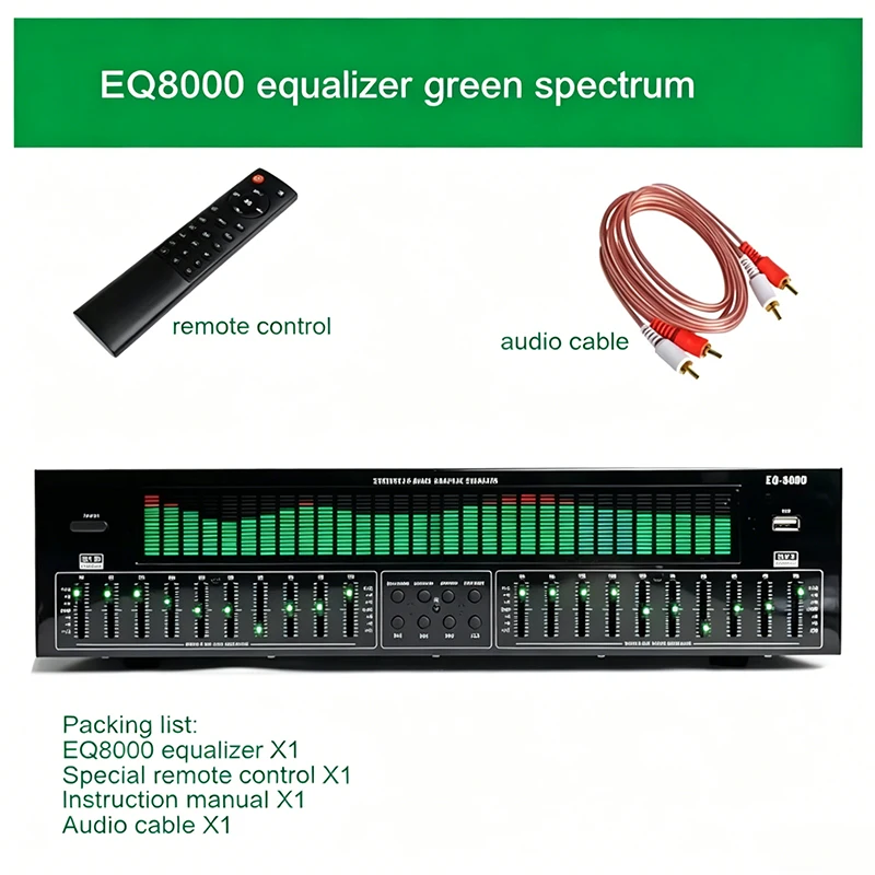 EQ8000 20-bands grafische equalizer Bluetooth 5.3 Fiber Coaxiale digitale audio decoder voorversterker speler AC220V