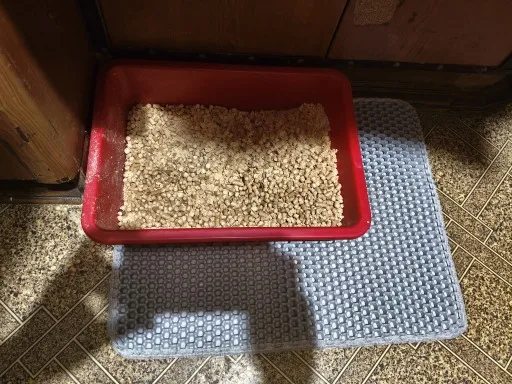 Customer review photo for Honeycomb Cat Litter Mat
