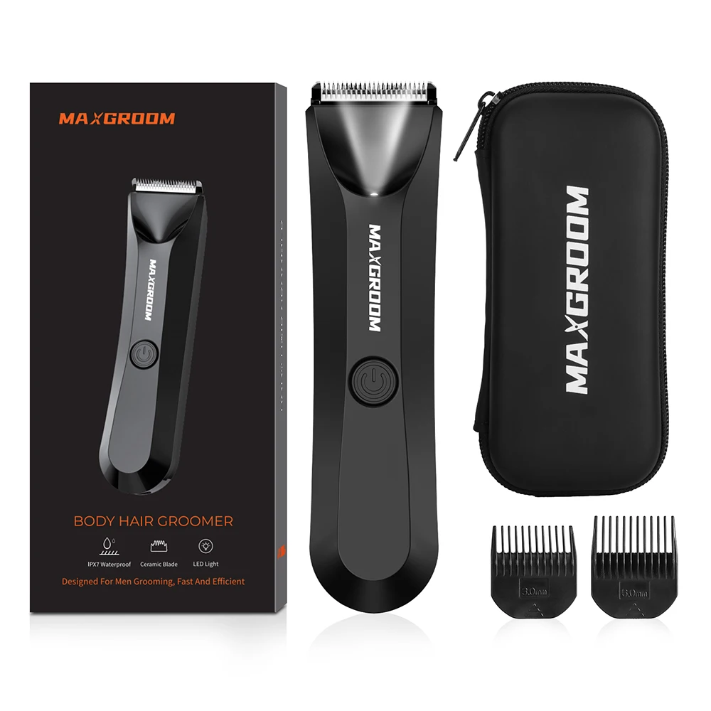 MAXGROOM Shaver for Men Ball Trimmer for Groin Pubic Grooming Body Hair Trimmer Replaceable Ceramic Blade Heads Electric Razor