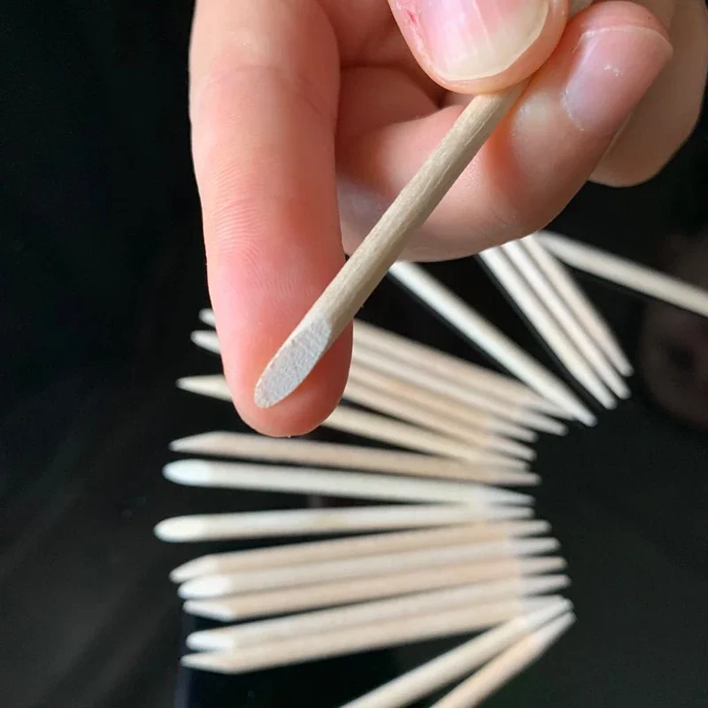 100 sztuk drewnianych patyczków do paznokci do zdobienia paznokci Żel do paznokci Rysowanie pomarańczowego drewna Zestaw narzędzi do manicure do usuwania skórek — zdjęcie 2
