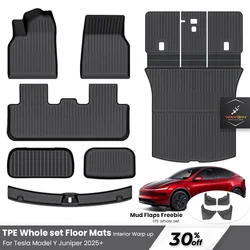 Waterproof Non-Slip TPE Floor Mats for Tesla Model Y Juniper 2025+ All-Season Custom Fit Car Accessories (7PCS)