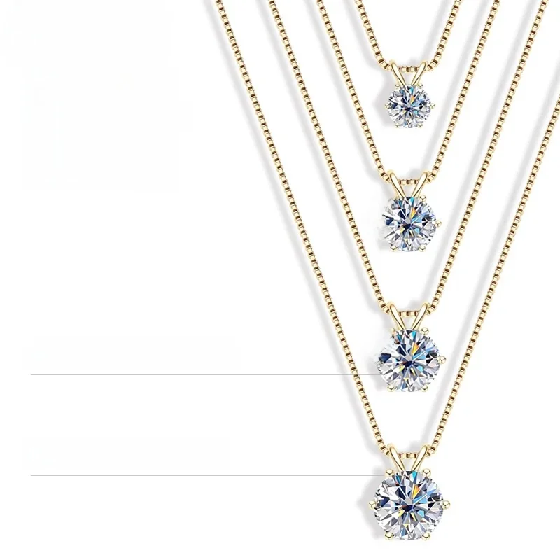RAPRGOLD GRA certyfikowany wielkoformatowy okrągły wisiorek Moissanite naszyjniki dla kobiet 925 srebro łańcuszek pasjans biżuteria na prezent — zdjęcie 2
