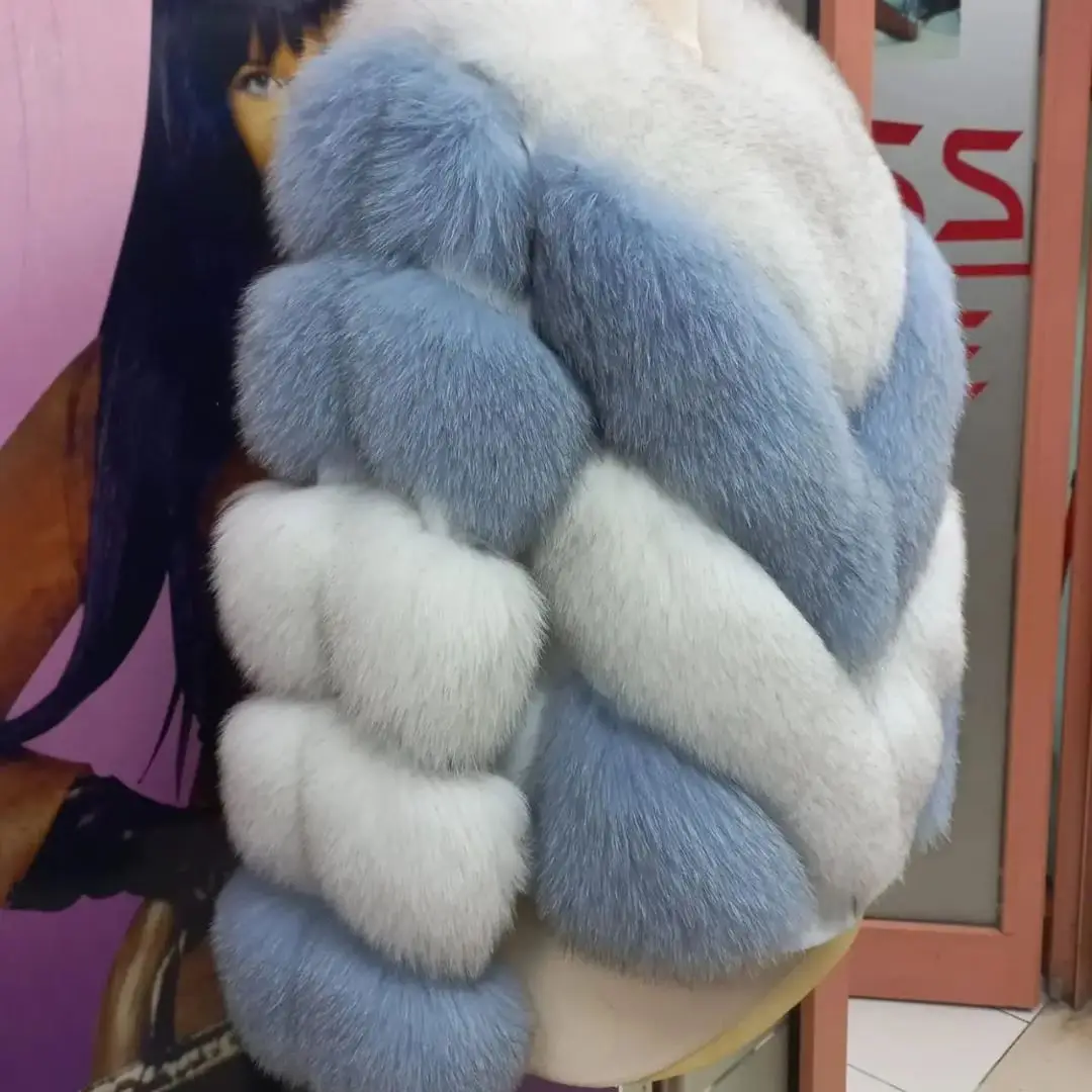 Winter New Real Fox Fur Coat Round Collar High Quality Casual Women Genuine Fox Fur Jacket Luxury Woman Natural Fur Overcoats