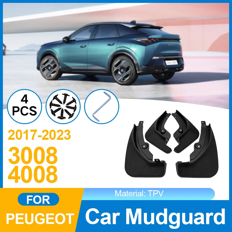 

4x Car Mudflaps Front Rear Mudguards Splash Guards Mud Flap Accessories for Peugeot 3008GT P84 MK2 2022 2021 2020 2019 2017~2023