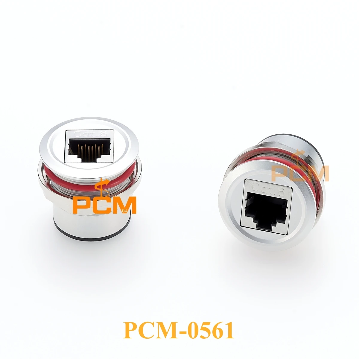 Acoplador de montaje en panel redondo RJ45 de aluminio, adaptador Ethernet hembra CAT6 8P8C con anillo de goma, montaje en tablero RJ45, 1 ud.