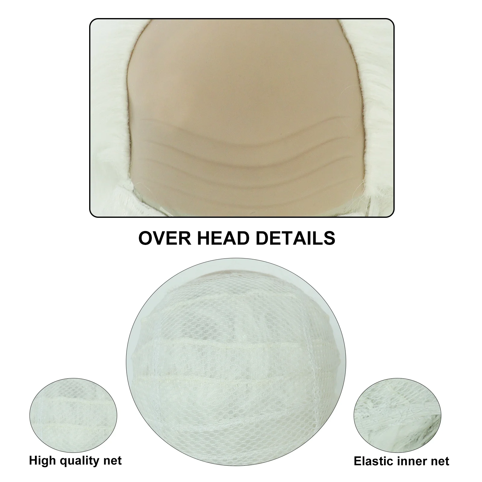 Synthetische 4 Stuks De God Van De Levensduur Pruik, Witte Golvende Clown Kale Pruik Voor Halloween Party Kostuum Oude Man Pruik