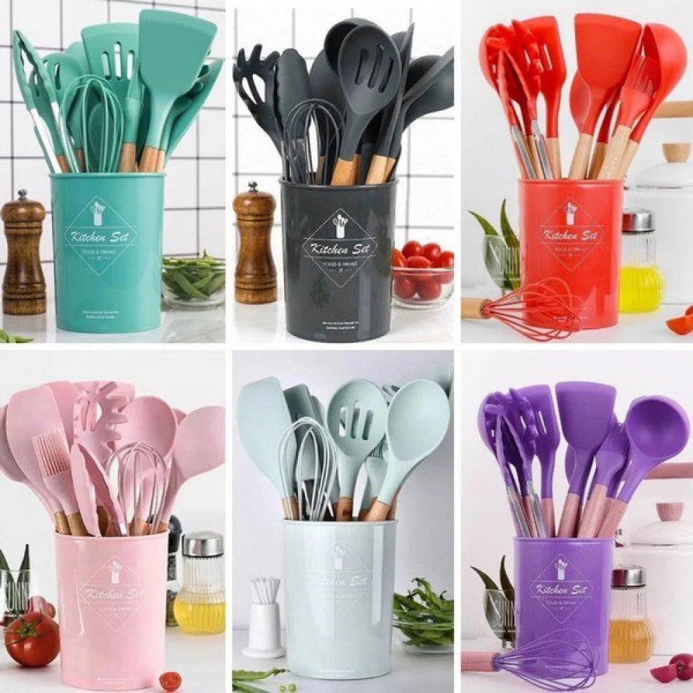 12 Kitchen Utensils Kit-Assorted Colors-Durable and Modern Design