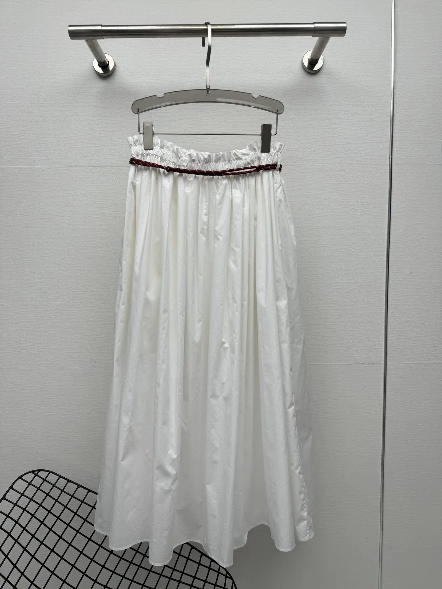 

Women New Skirt Summer Loose Belt Fashion Casual Simple Embroidery Elastic Waist Long Skirt 2025