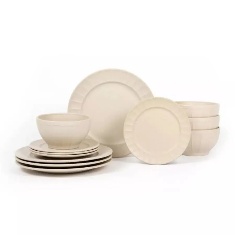 

12pc Stoneware Prima Dinnerware Set White