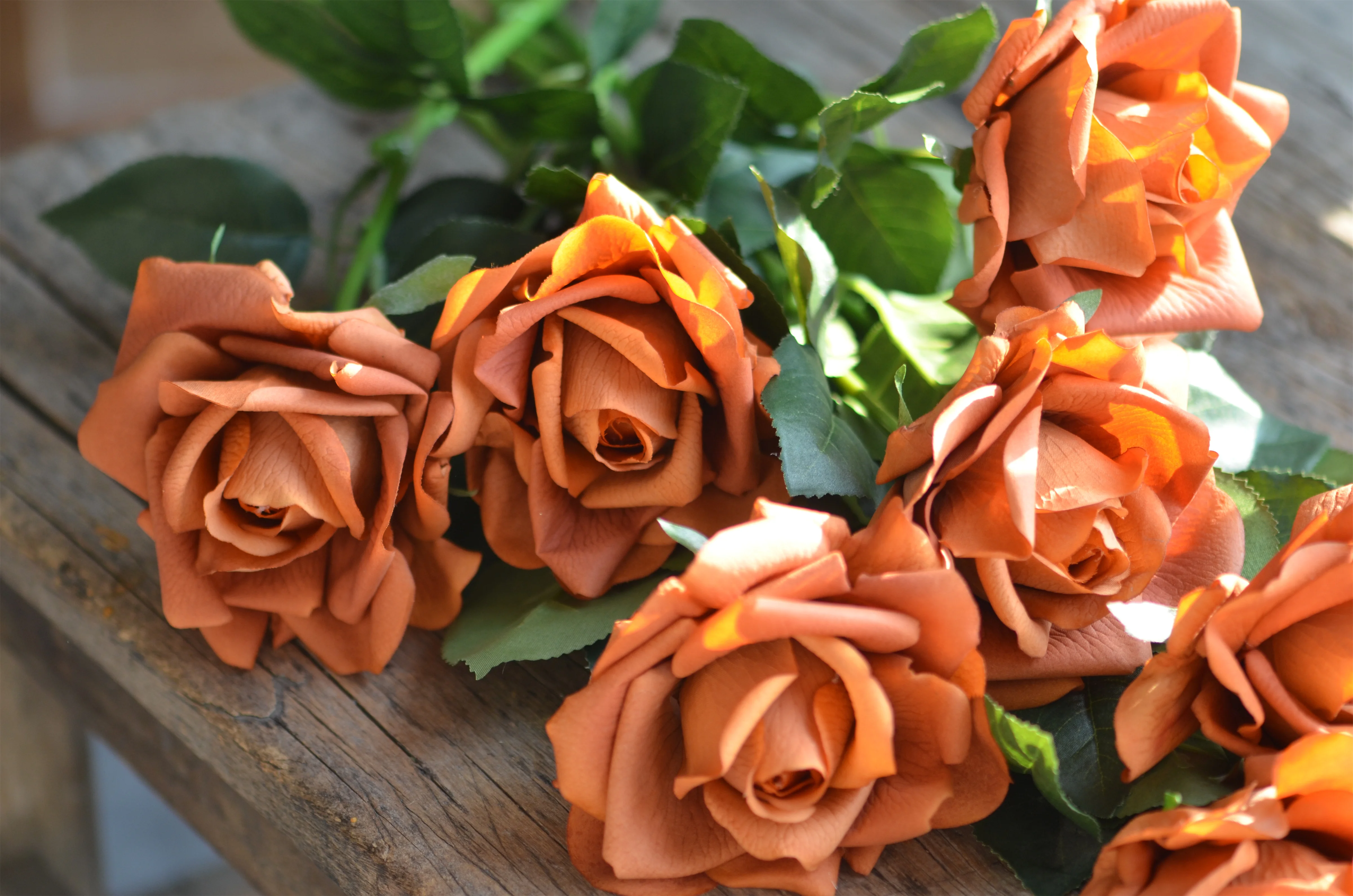 Faux Real Touch Roses In Burnt orange, Rust Orange, Terracotta Roses, Home Decor, Wedding Decor, Holiday Decor, Fall Decor