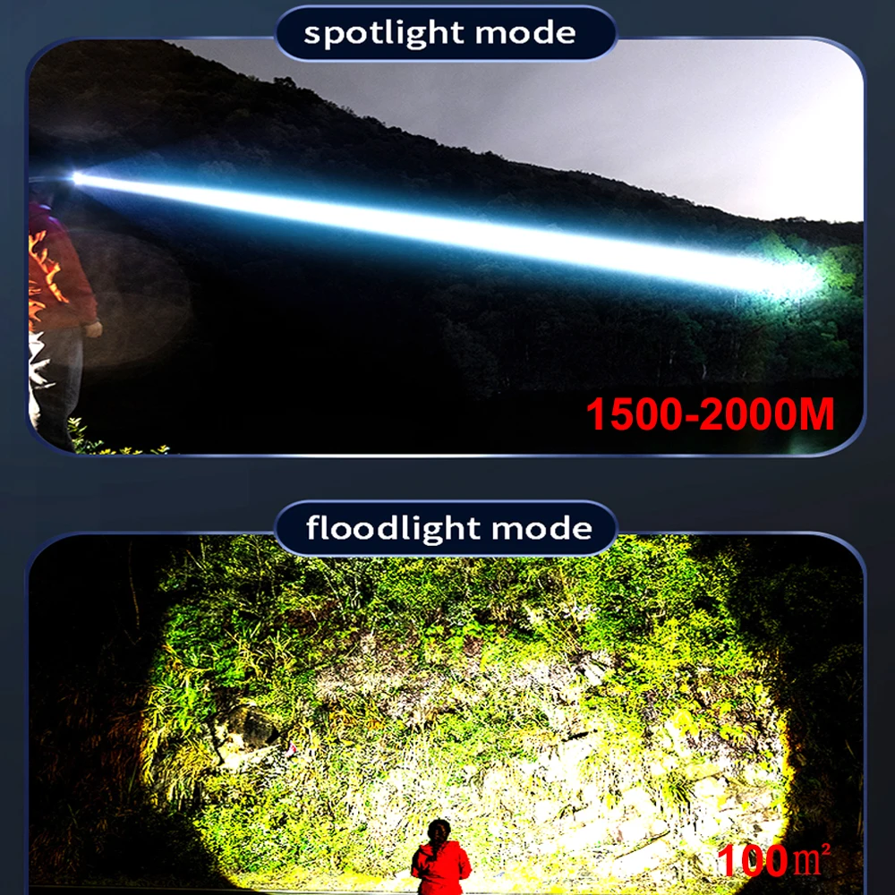 100000LM XHP360 High Power Fishing Headlamp Rechargeable Light Headlight Camping Hiking Led Flashlights 7800mAH As a Power Bank