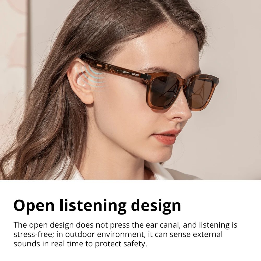 COLMI G06-Lunettes de soleil intelligentes bluetooth, microphone intégré, haut-parleurs, assistant tactile et vocal, verre compatible pour hommes et femmes