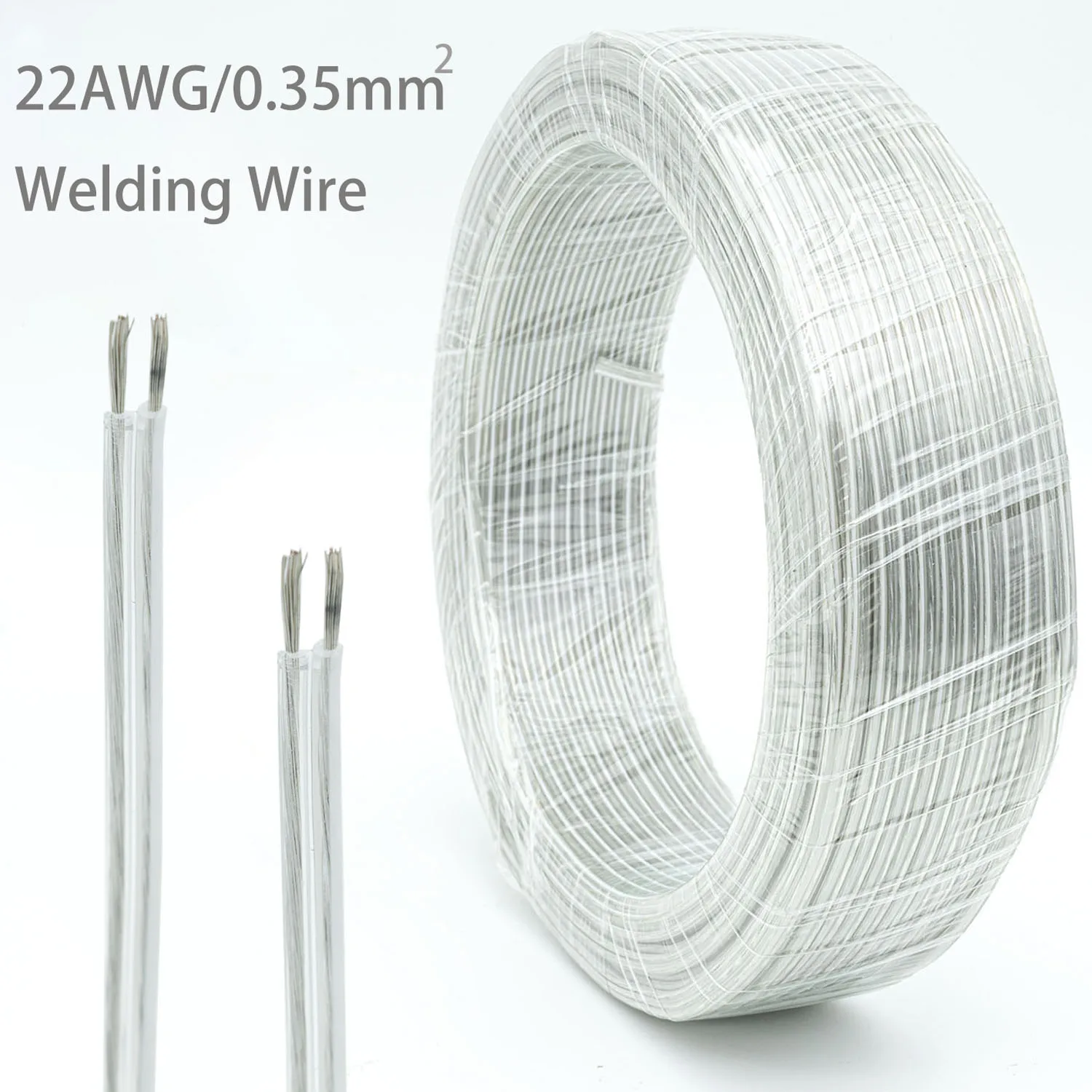 1m-100m 22AWG 2Pin LED Neon Light Welding Electric Wire Audio LED Lighting Electronic Toy DC Power Transparent Parallel Cable