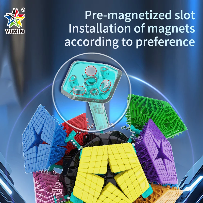 YUXIN Huanglong 8x8 Megaminx Cube de vitesse Yuxin magnétique sans autocollant Cube magique Profession Puzzle jouets enfants cadeau