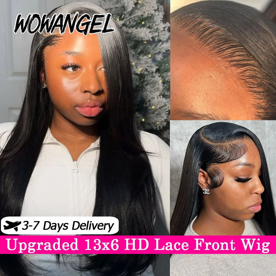 13x6 HD Lace Front Human Hair Wigs 250% Straight Wigs 30/34in Skins Melted Large Lace Space Lace Front Wigs Remy Brazilian Hair