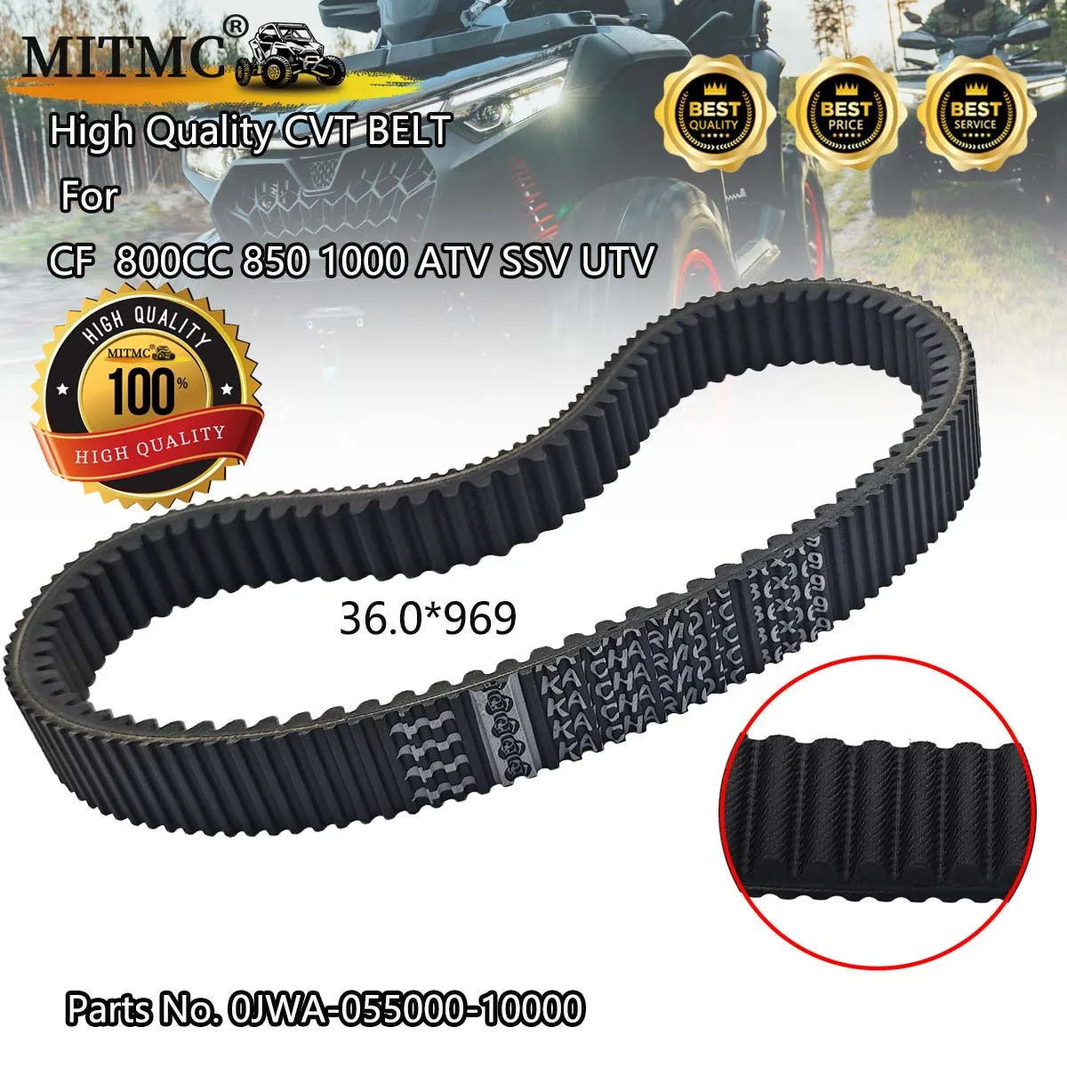 

Высококачественный зубчатый приводной ремень (36,0*969) для CFORCE ZFORCE 800CC 850 1000 ATV UTV SSV, номер детали. 0JWA-055000-10000