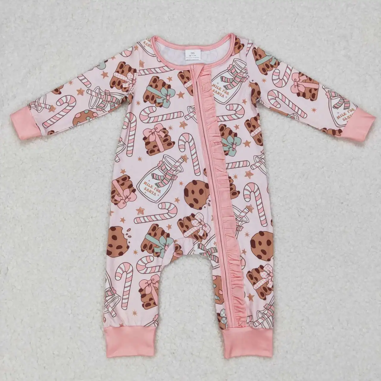 2024 baby onesie baby girl cookies print long-sleeved onesie baby girl winter christmas romper