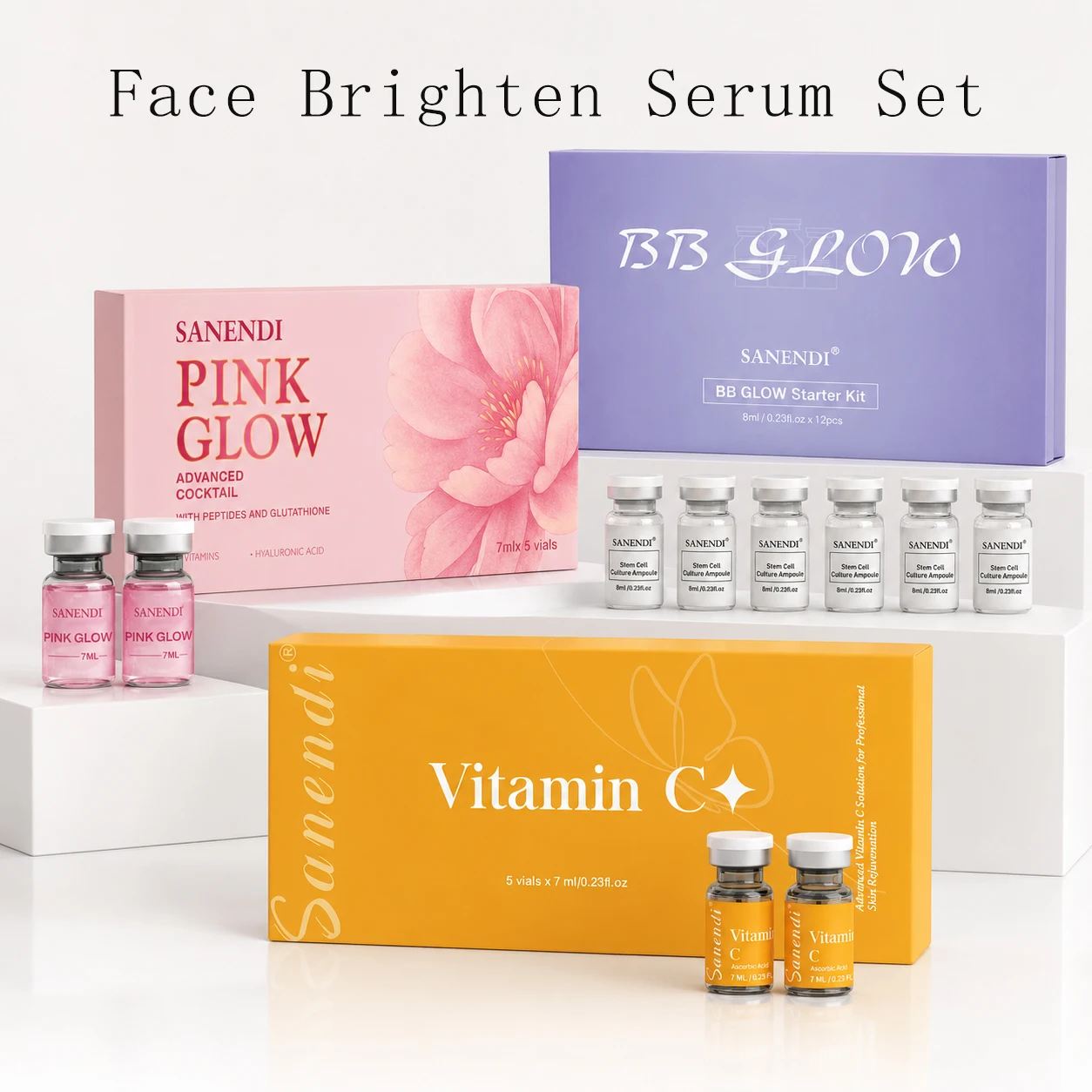 Sanendi Pink Cocktail Glow Salmon DNA Serum Ampoule Peptide Hyaluronic Acid Bright Facial Essence For Dermapen Korean Skin Care view 2