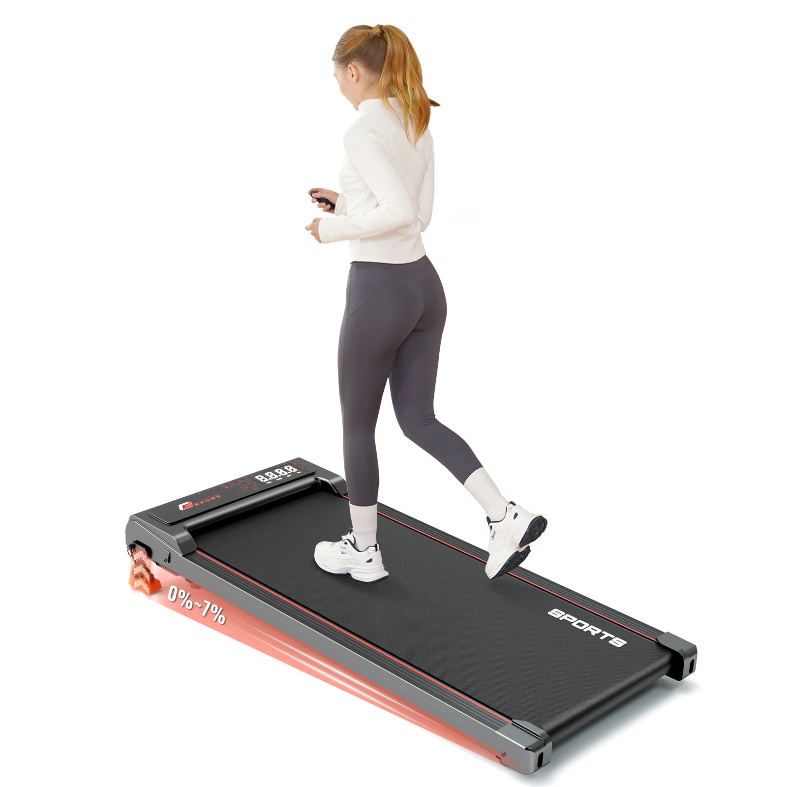 Tapis de course silencieux pour la maison, inclinaison réglable, vitesse de 1 à 6 km/h, charge maximale 100 kg, écran LED