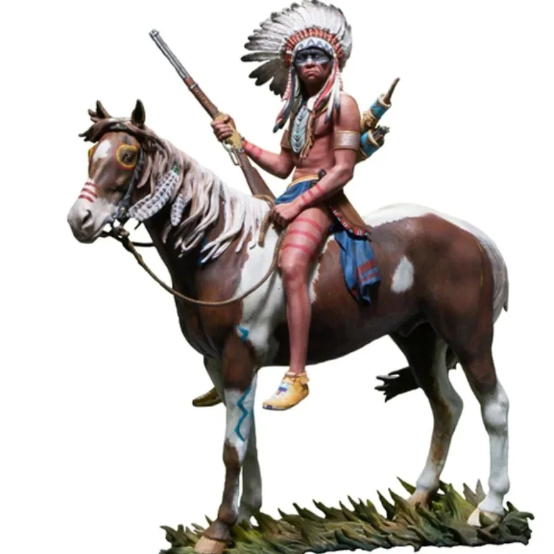 Kit de figurines en résine 1/18 90mm, Statue Diorama Miniature d'histoire de guerrier de cavalerie indienne ancienne, non assemblée et non peinte