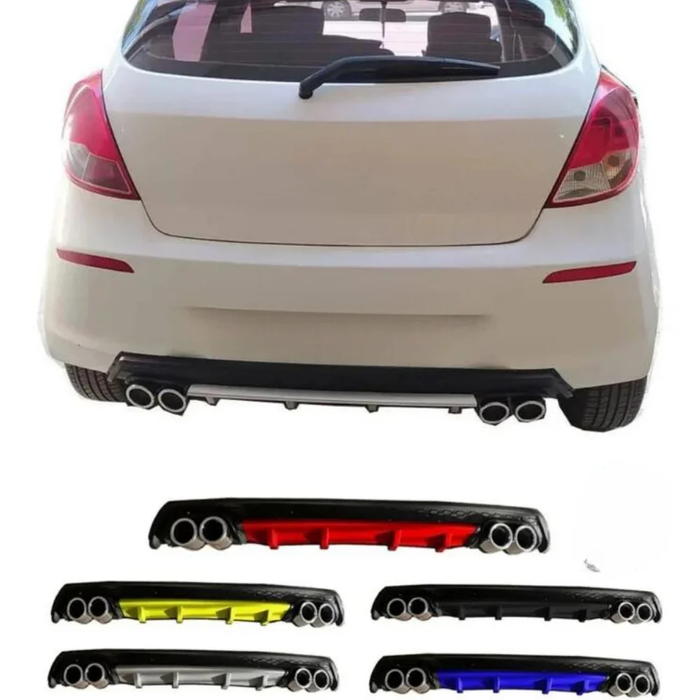 For Hyundai i20 Car Rear Bumper Diffuser Black ABS Plastic Car Styling Spoiler Deflector Body Kit Splitter Lip