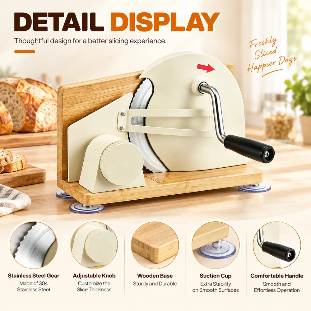 Adjustable Thickness Bread Slicer, Foldable Even Toast Slicing Guide, Homemade Sourdough Bread Cutter, Portable Baking Tool for Uniform Bread Slice Cutting