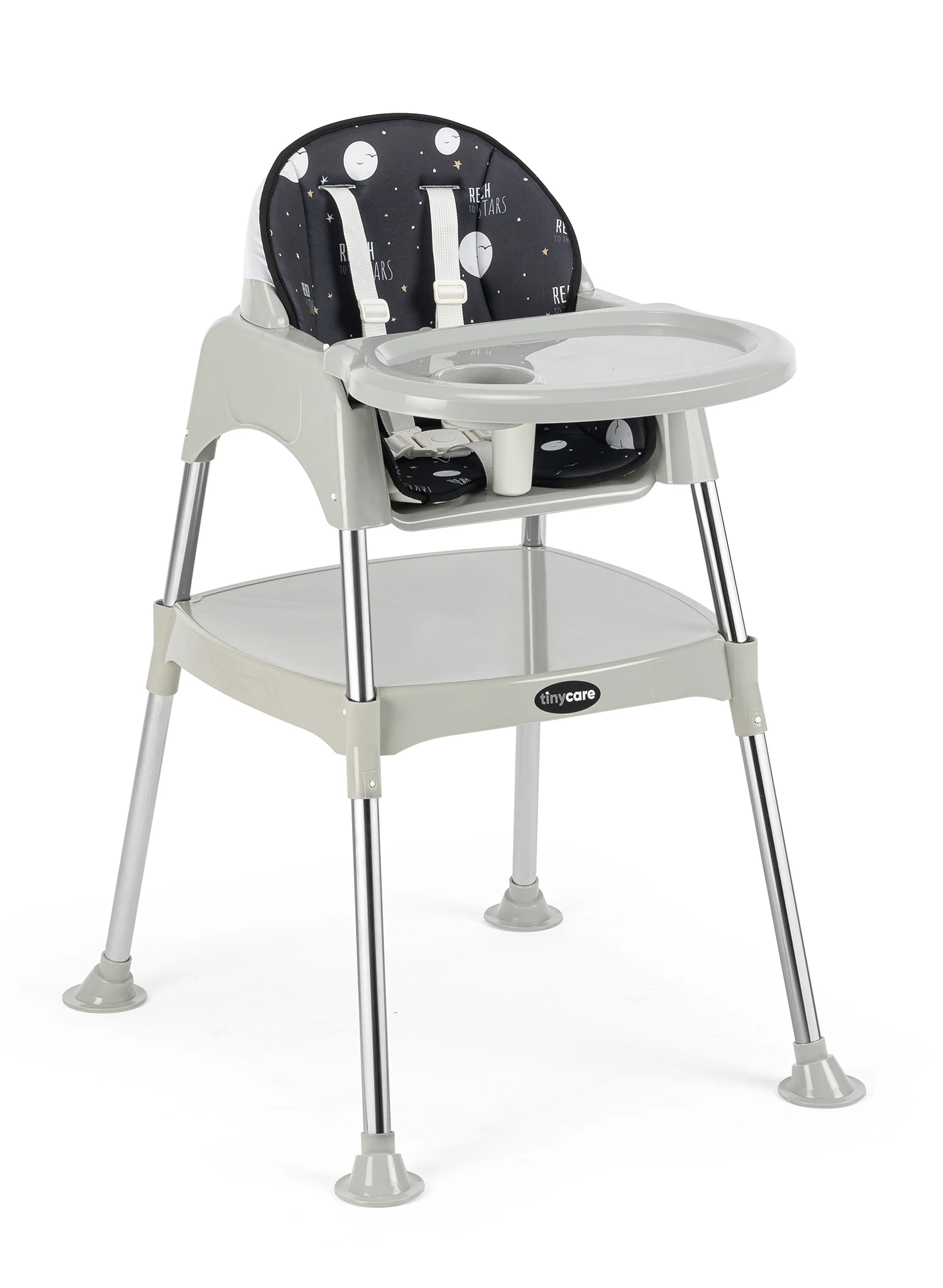 TinyCare Covered Portable Highchair with Chrome Desk