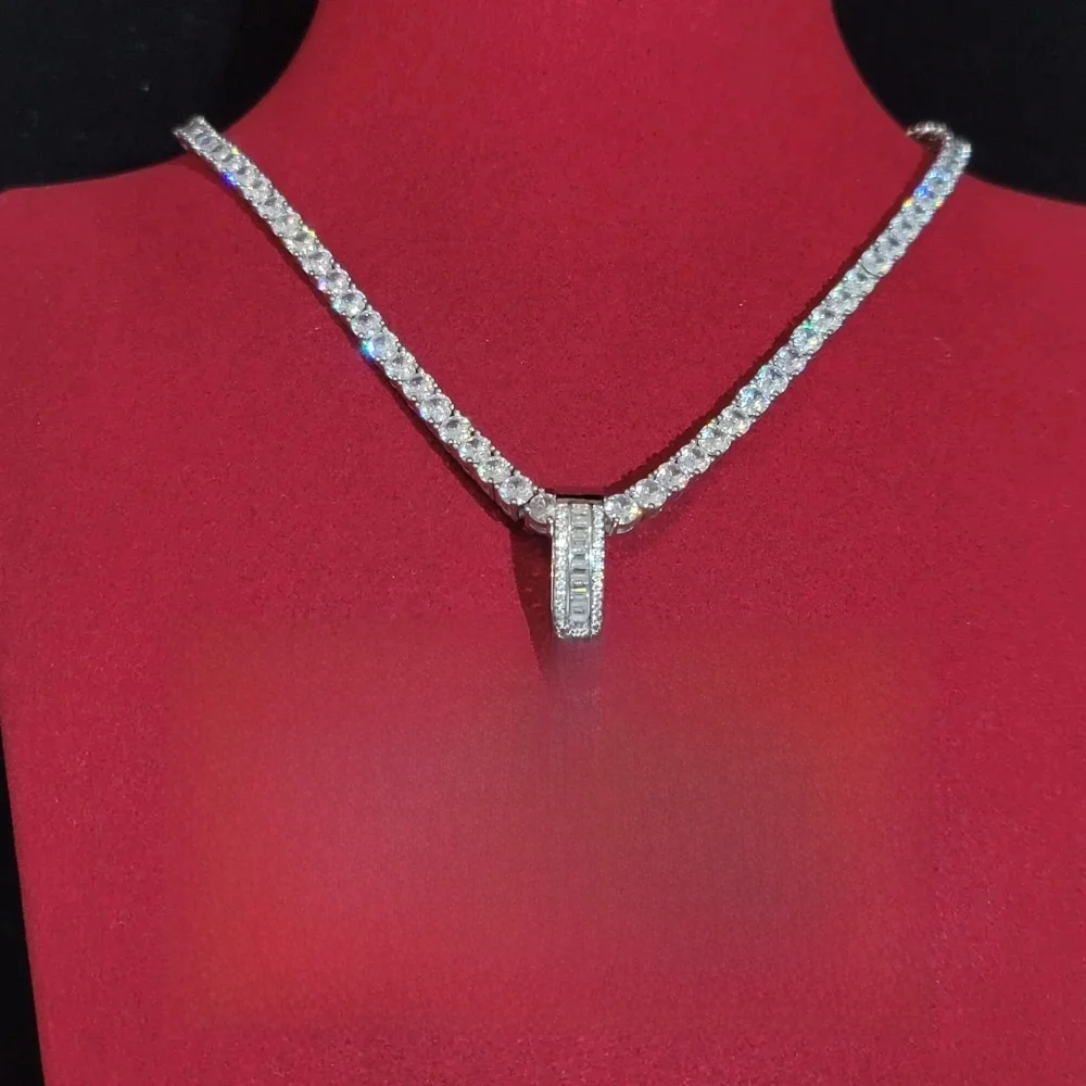 Niestandardowy wisiorek z inicjałami Spersonalizowany naszyjnik z imieniem Micro Pave Cubic Zirconia z łańcuszkiem tenisowym Biżuteria Hip Hop — zdjęcie 2