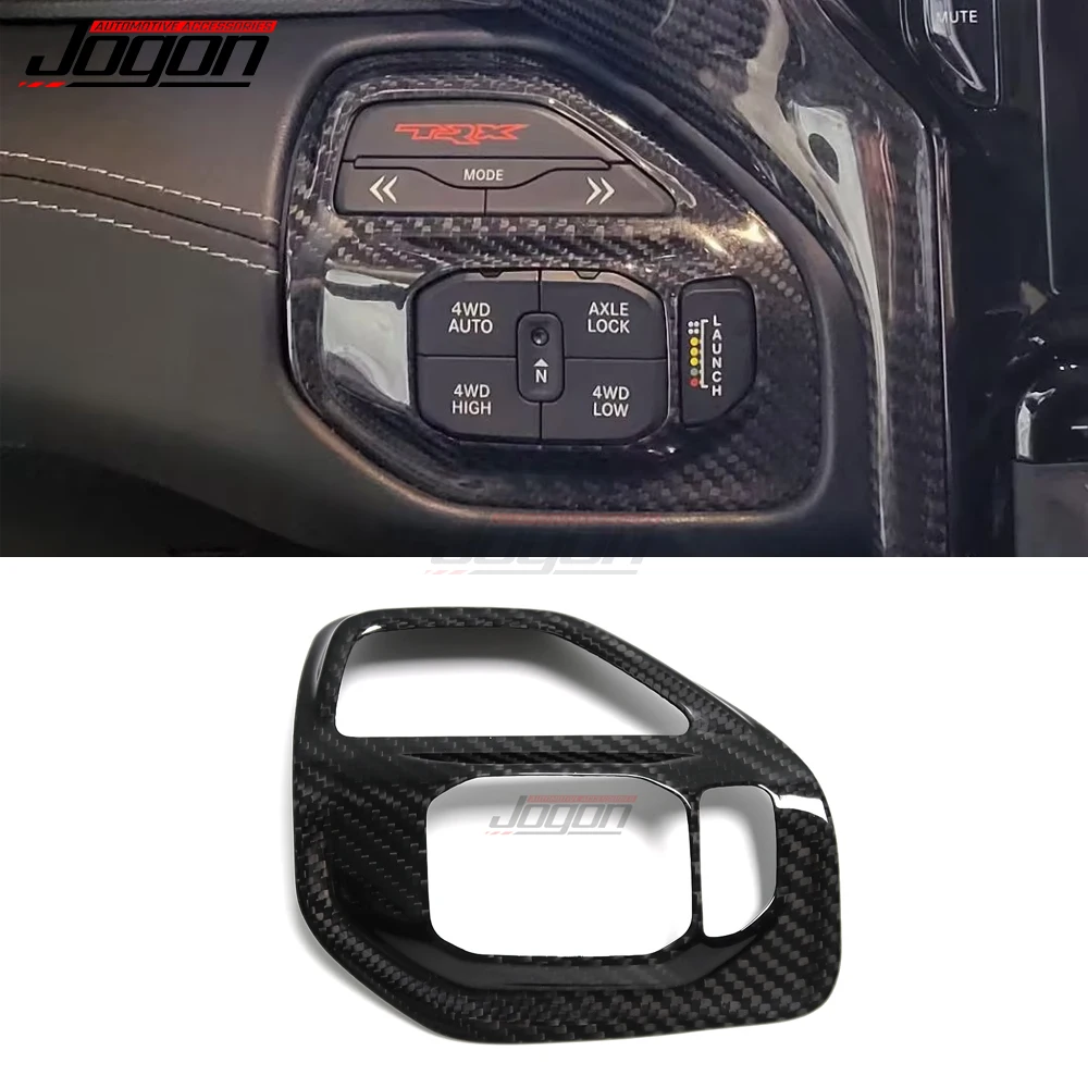 For Dodge Ram 1500 TRX Off-Road 2019-2023  Dry Real Carbon Fiber Interior Driving Mode Control Panel Frame Button Cover Trim