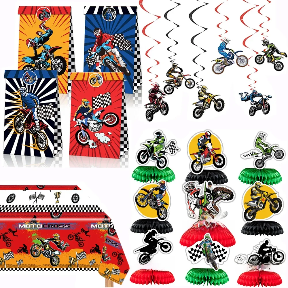 AliExpress AADECORZZ Dirt Bike Party Favor Supplies Motorcycle Birthday Decorations Motocross Gift Bags Cupcake Topper