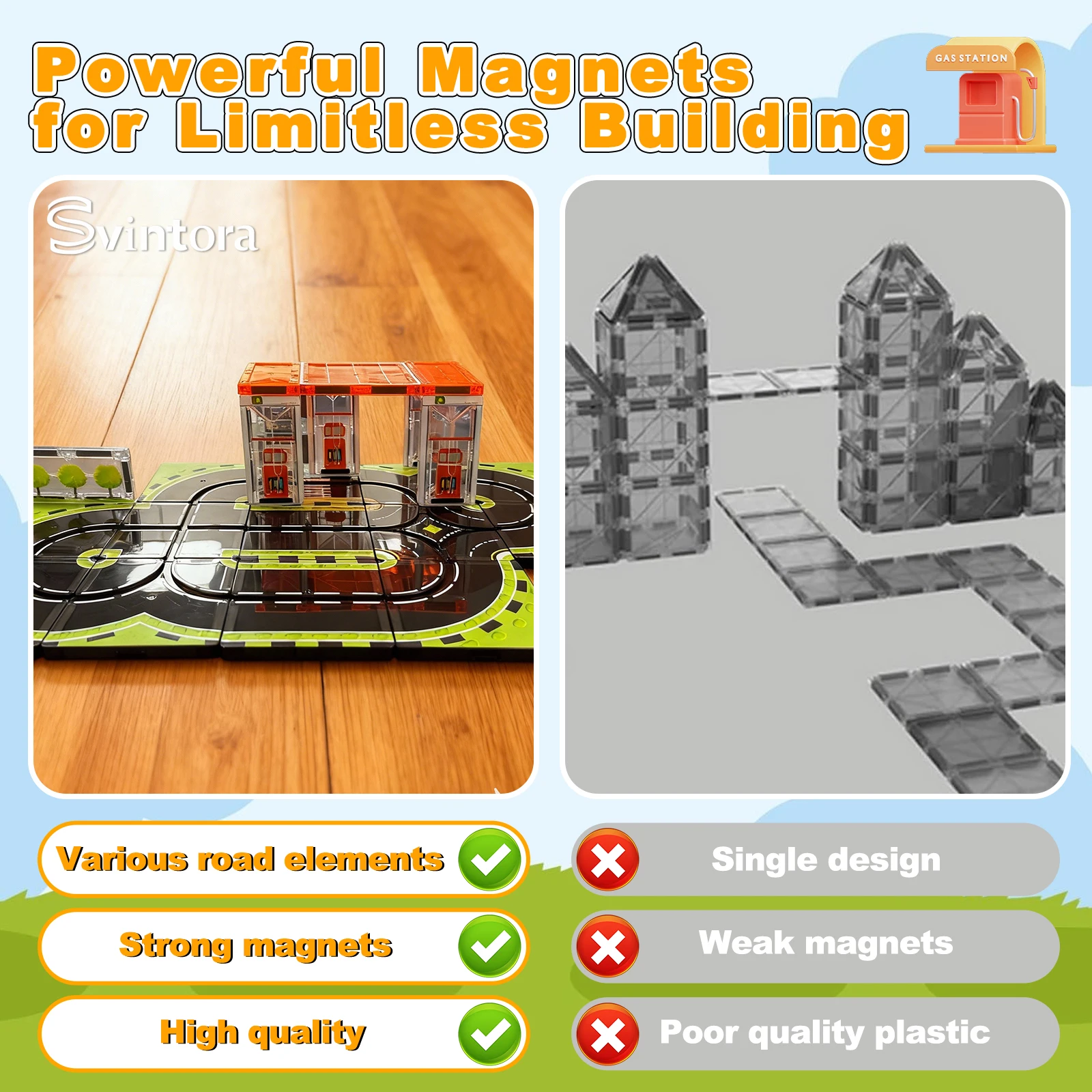 Magnetische Bausteine für Kinder, STEM Magnetische Konstruktionsblöcke, Montessori-Spielzeug für Kleinkinder Vorschul-Lernspielzeug für 3+ Jahre – Detail 10